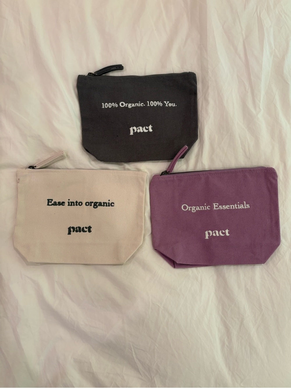 Pact Organic Essentials Canvas Pouches Trio of 3